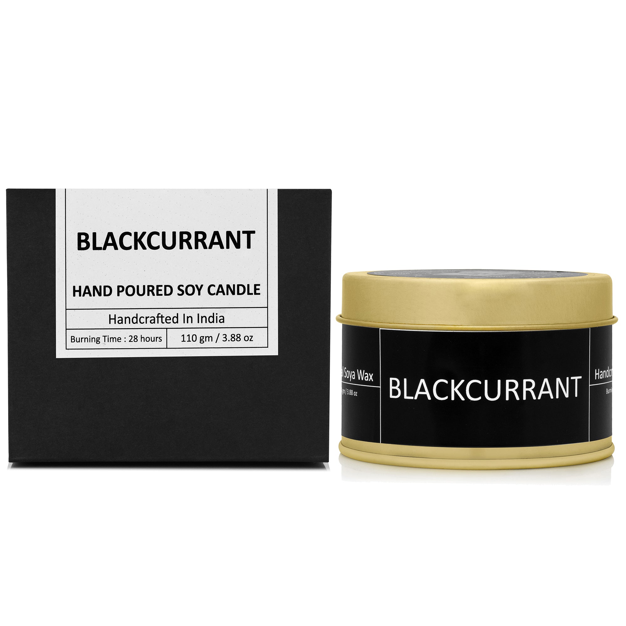 Earthen Essence Luxury Scented Candle BLACKCURRANT | Travel Tin Jar Candle | 100% Natural Soy Wax With Cotton Wick | Smokeless & Non-Toxic Candles | 110gm