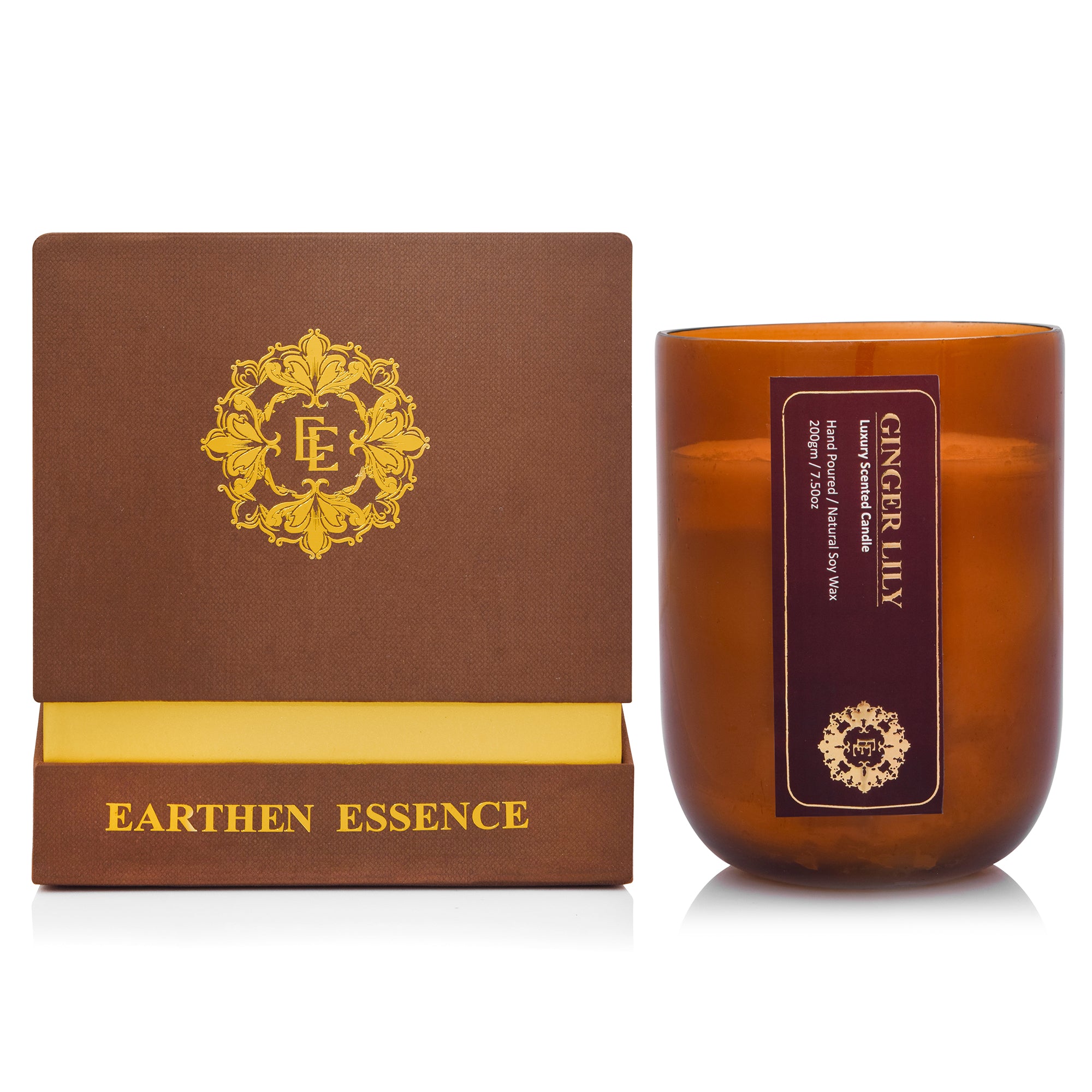 GINGER LILY Scented Pure Soy Wax Amber jar Candle 220gm