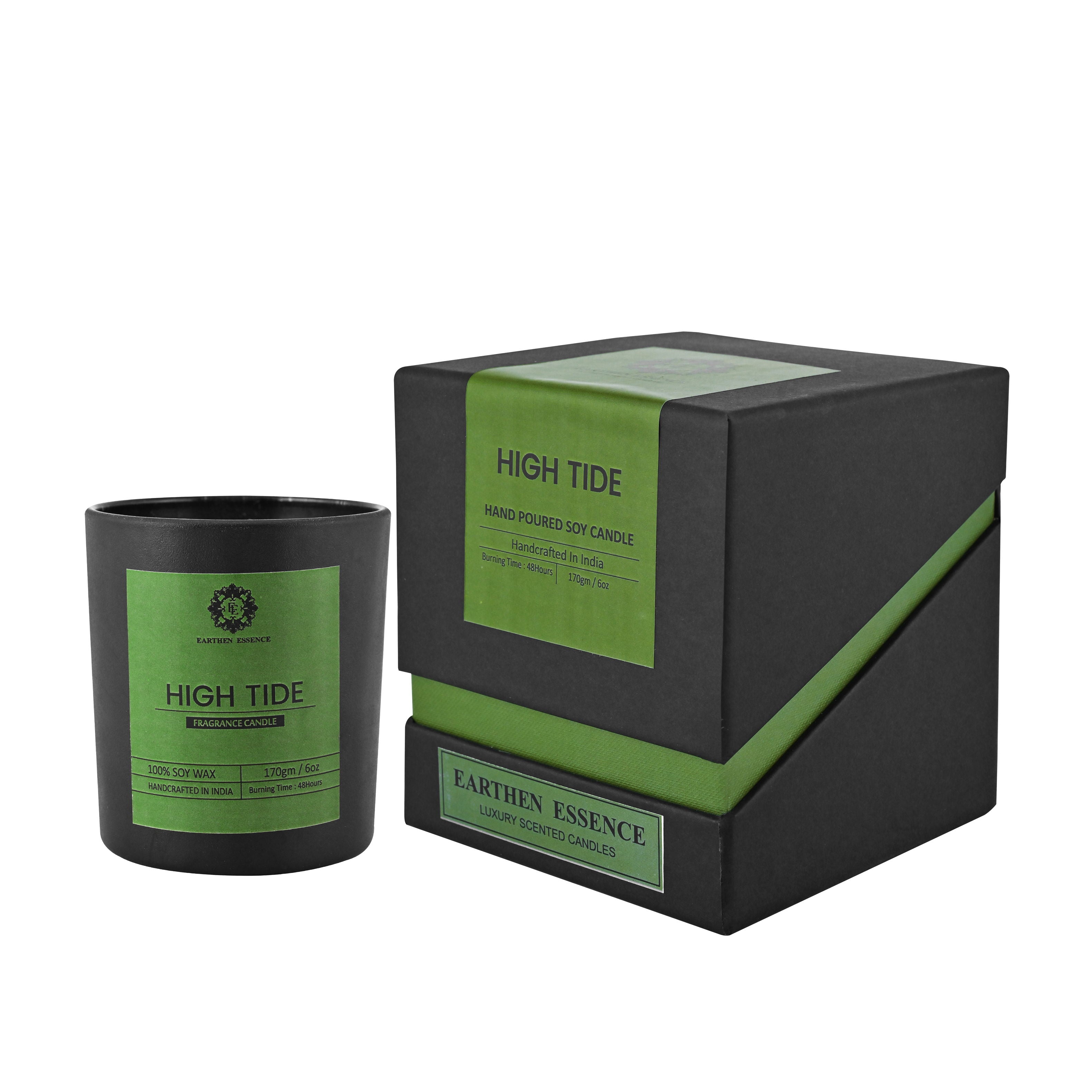 Mens Series HIGH TIDE | Fragrance Pure Soy Wax Luxury Scented Candle | 100% Natural Wax & Lead Free Cotton Wick | Smokeless & Non-Toxic Candles | 250gm