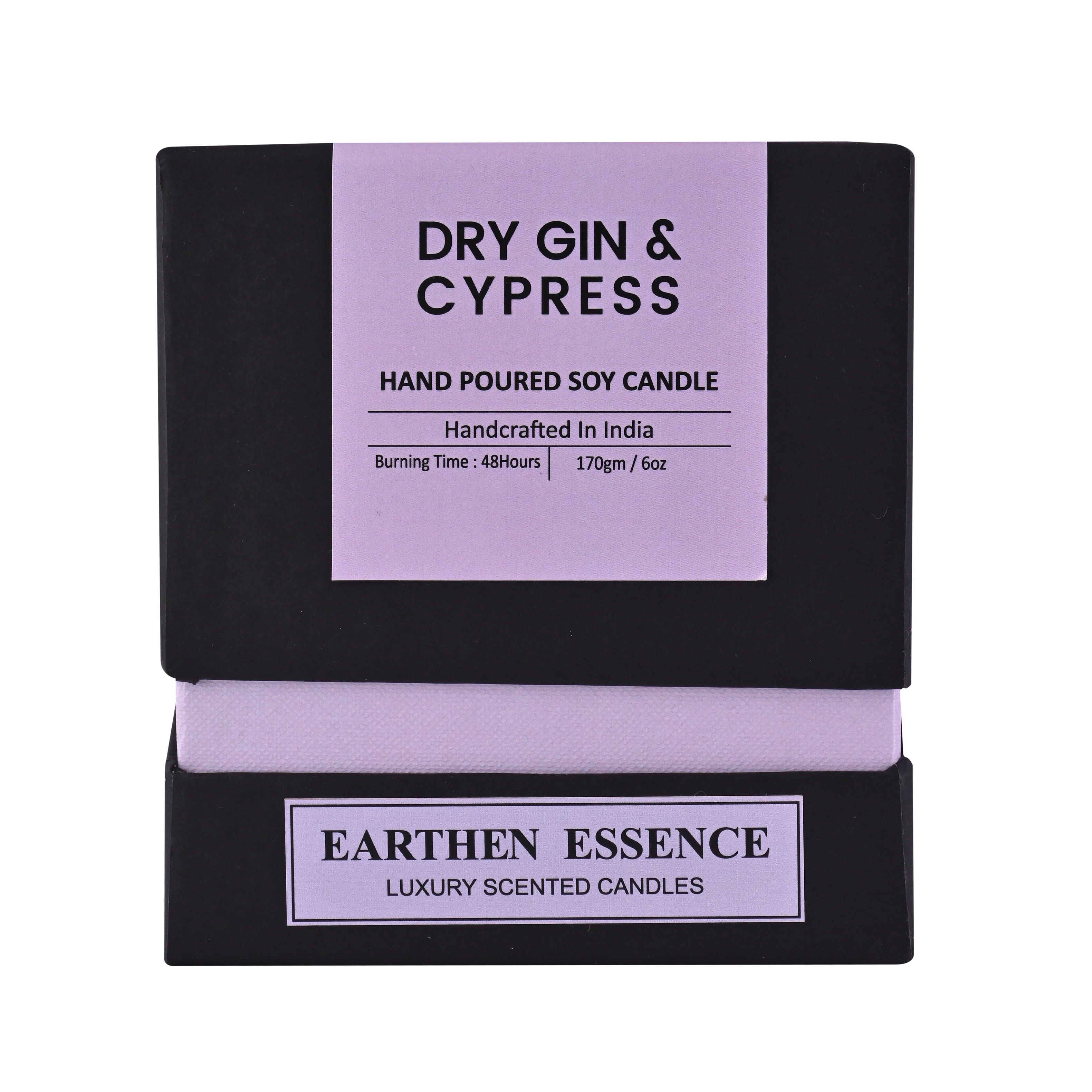 Mens Series DRY GIN and CYPRESS  scented pure Soy Wax Candle | 180gm | 28 hours burn