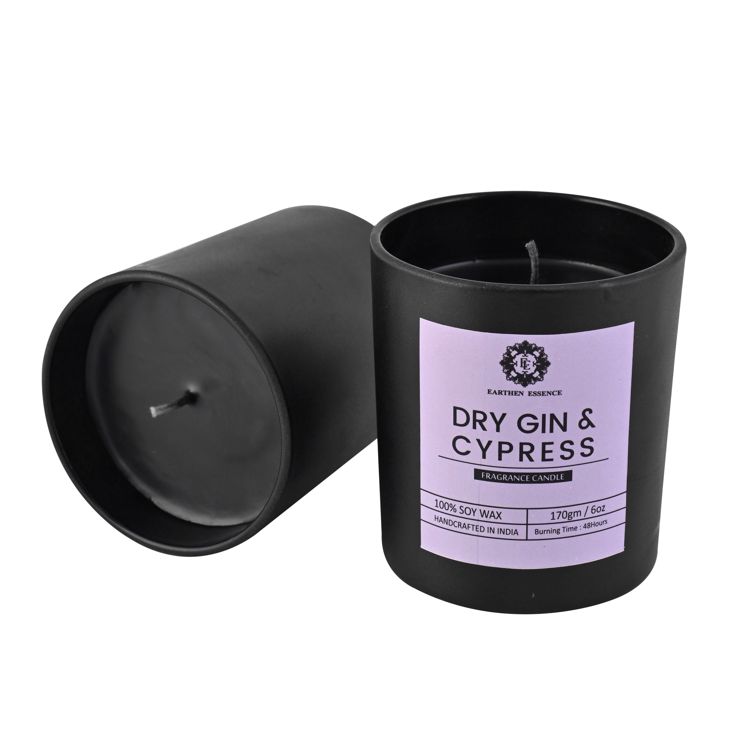 Mens Series DRY GIN and CYPRESS  scented pure Soy Wax Candle | 180gm | 28 hours burn
