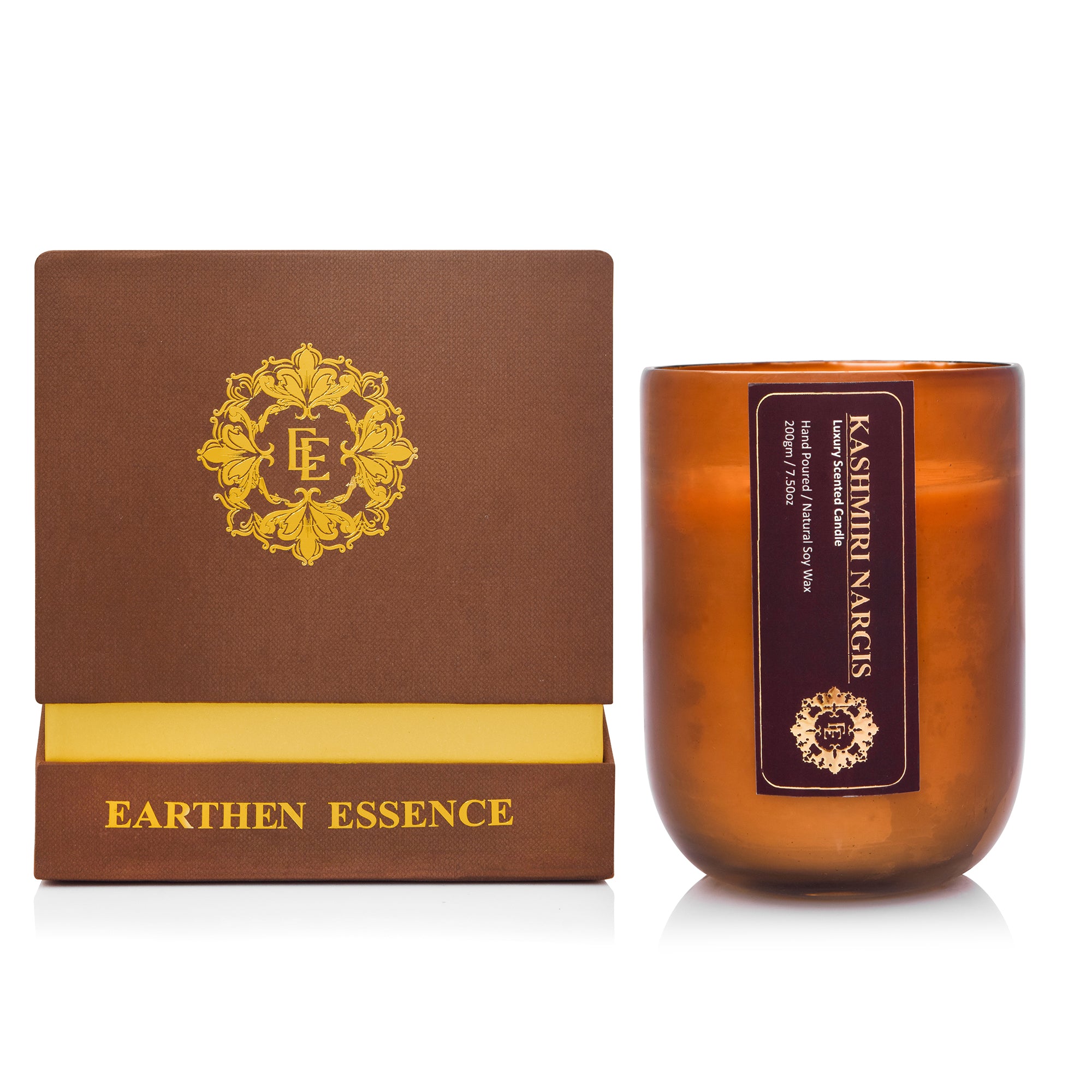 KASHMIRI NARGIS Scented Pure Soy Wax Amber jar Candle 220gm