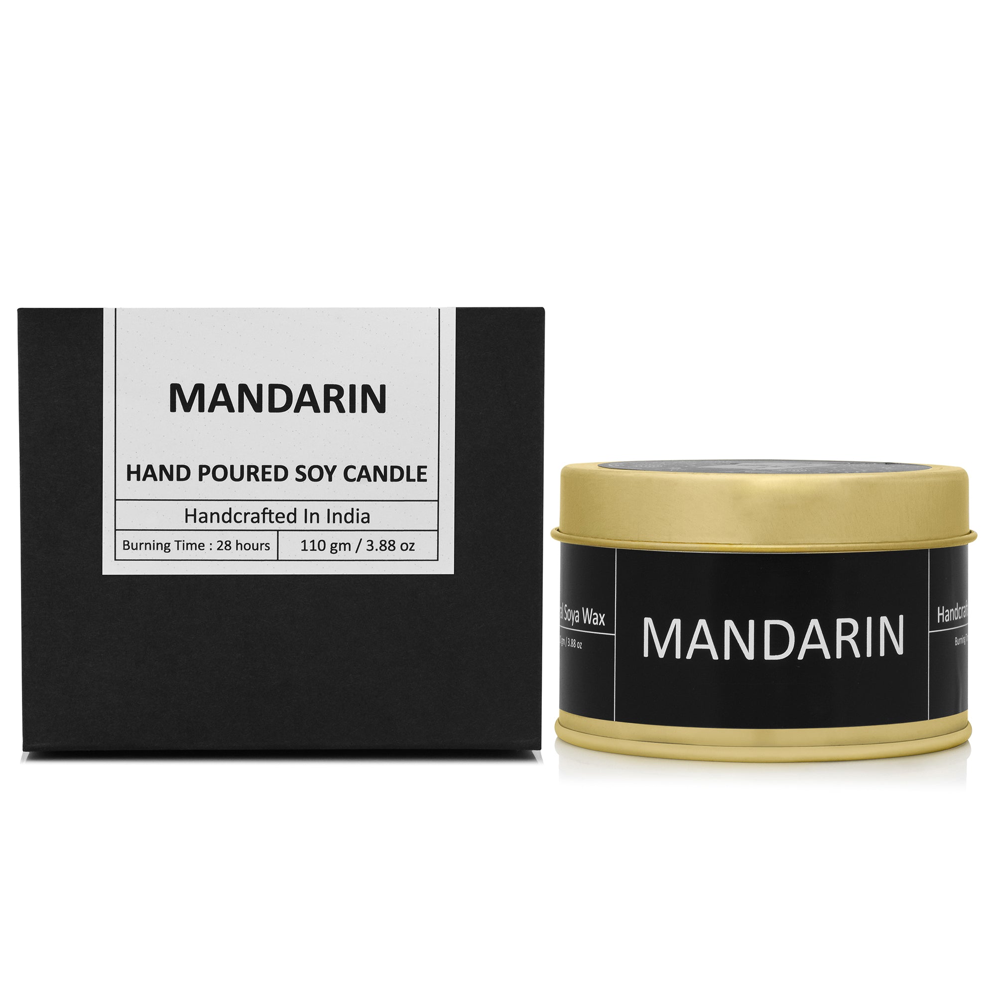 Earthen Essence Luxury Scented Candle MANDARIN | Travel Tin Jar Candle | 100% Natural Soy Wax With Cotton Wick | Smokeless & Non-Toxic Candles | 110gm