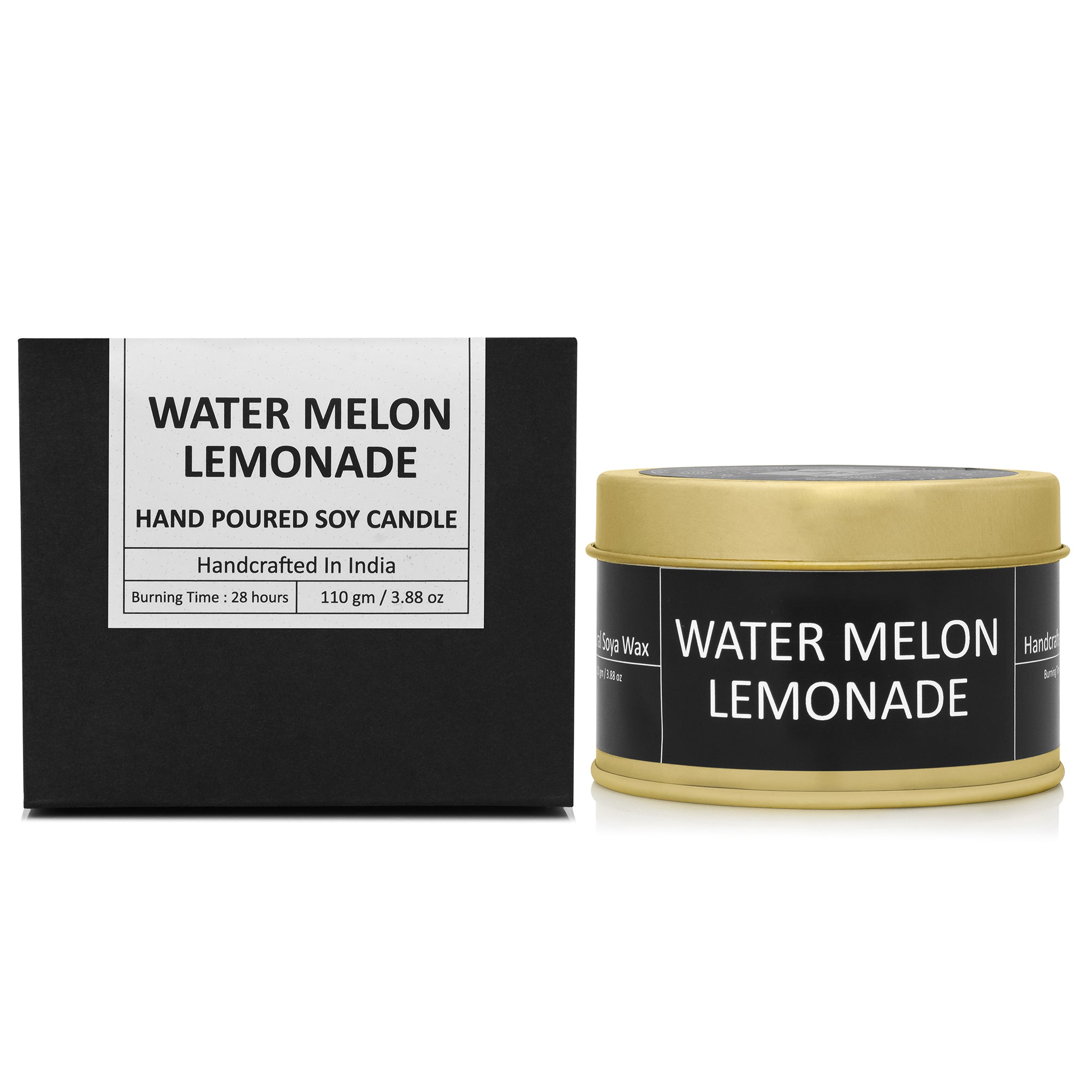 Earthen Essence Luxury Scented Candle WATERMELON & LEMONADE | Travel Tin Jar Candle | 100% Natural Soy Wax With Cotton Wick | Smokeless & Non-Toxic Candles | 110gm